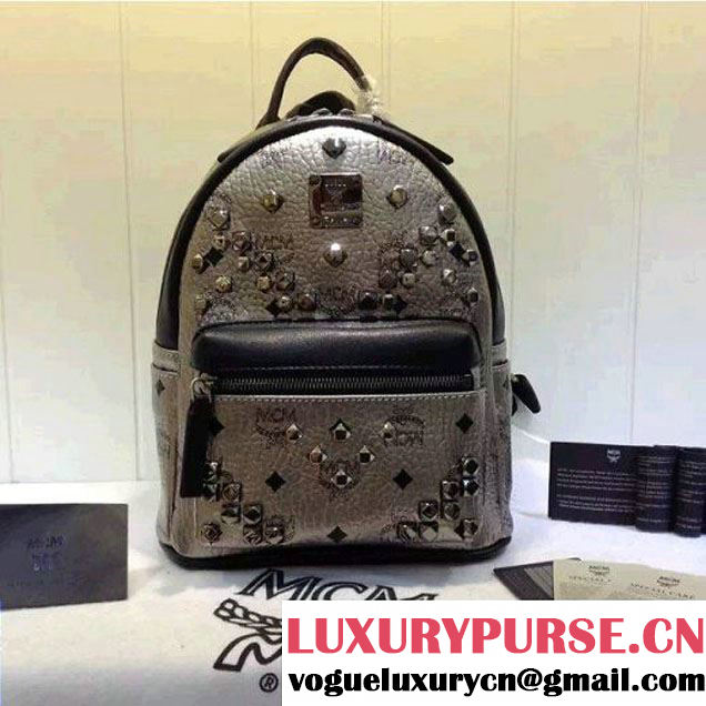 MCM Mini Stark Backpack with M Studs Silver (3B031-6101237 )