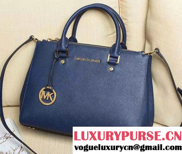 Michael Kors Sutton Saffiano Leather Satchel Tote Bag Royal Blue 2015