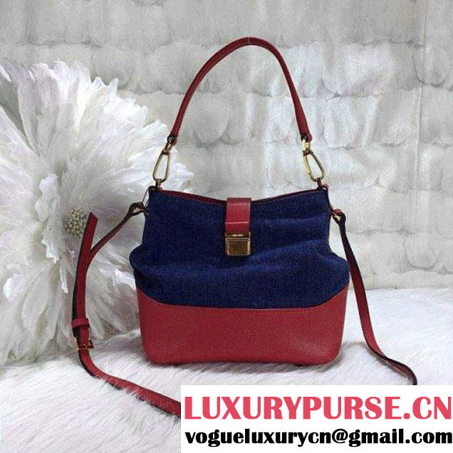 Miu Miu Denim Hobo Bag Red 2015 (1B030-2283 )