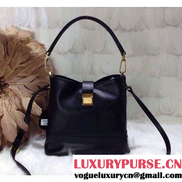 Miu Miu Leather Hobo Bag Black 2015 (1B030-2872 )