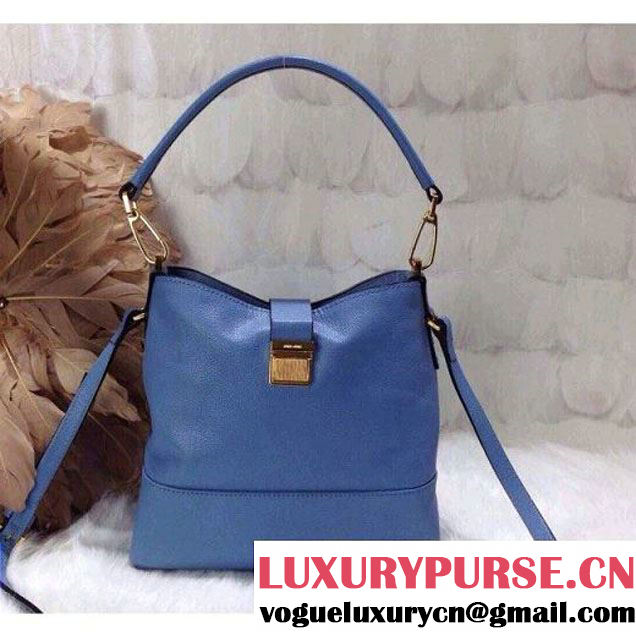 Miu Miu Leather Hobo Bag Sky Blue 2015 (1B030-2874 )