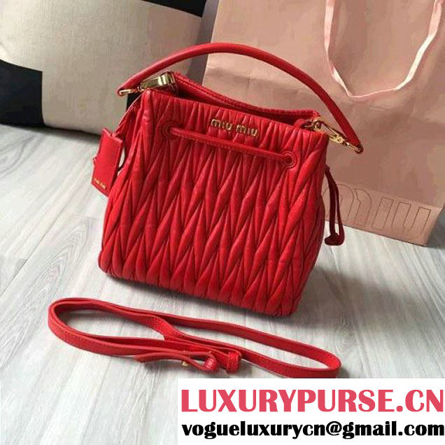 Miu Miu Matelassé Leather Hobo Bag With Handle Red (JD-7022210 )