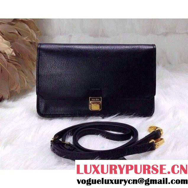 Miu Miu Flap Shoulder Bag Black 2015 (1B030-2221 )