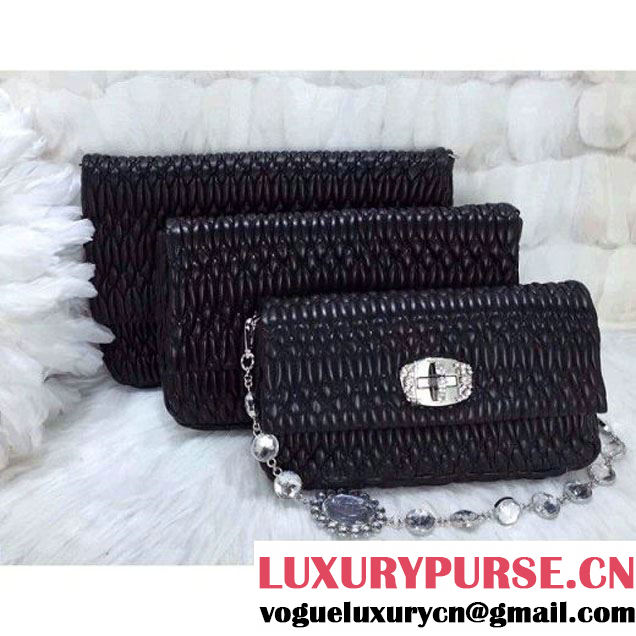 Miu Miu Nappa Crystal Shoulder Bag Black 2015 (1B030-2381 )