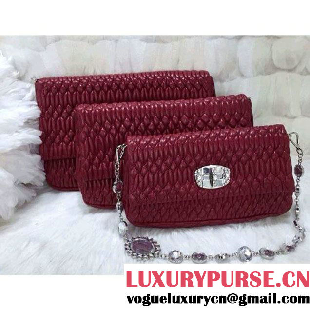 Miu Miu Nappa Crystal Shoulder Bag Red 2015 (1B030-2384 )