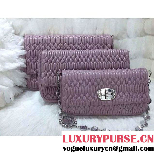 Miu Miu Nappa Crystal Shoulder Bag Lavender 2015 (1B030-2385 )