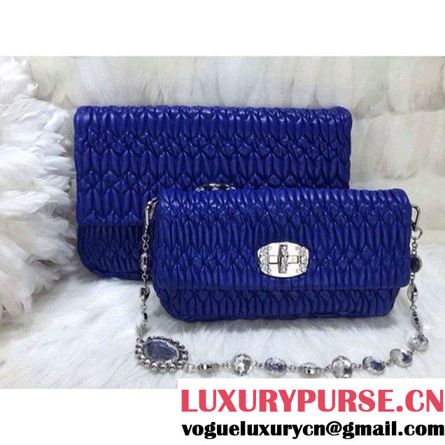 Miu Miu Nappa Crystal Shoulder Bag Blue 2015 (1B030-2387 )