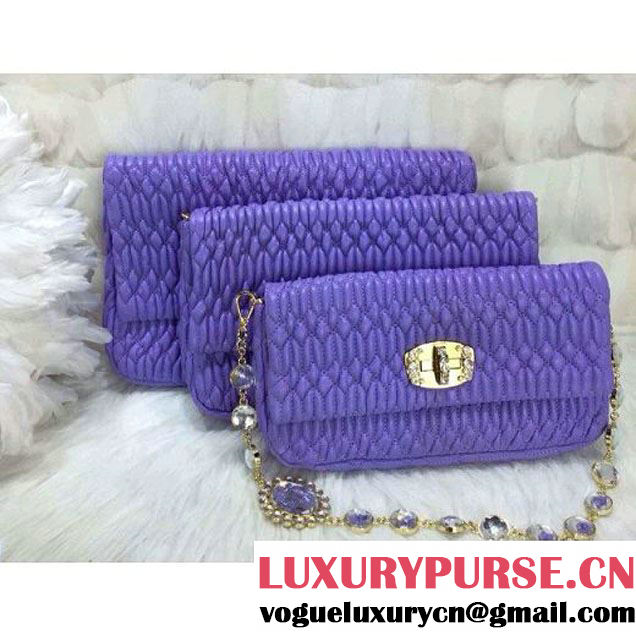 Miu Miu Nappa Crystal Shoulder Bag Purple 2015 (1B030-2388 )