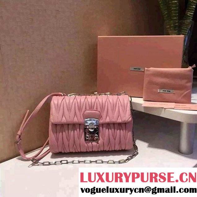 MiuMiu 5BD002 Lambskin Shoulder Bag Pink 2016 (1B030-6030110 )