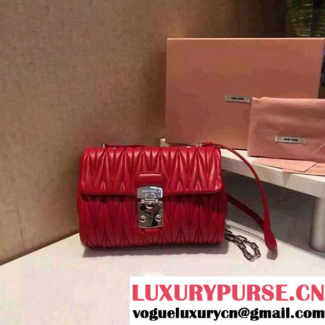 MiuMiu 5BD002 Lambskin Shoulder Bag Red 2016 (1B030-6030112 )