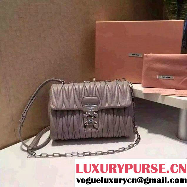 MiuMiu 5BD002 Lambskin Shoulder Bag Grey 2016 (1B030-6030113 )