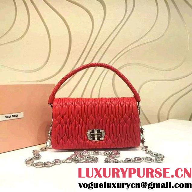 Miu Miu Lambskin Shoulder Bag 5BH012 Red 2016 (2A137-6060701 )