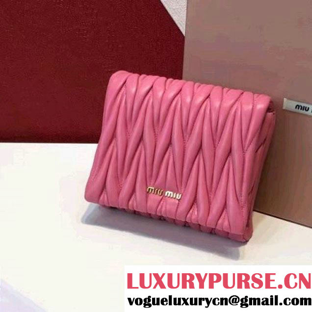 Miu Miu RT0530 Lambskin Flap Wallet With Chain Shoulder Bag Rosy (2A098-6070815 )