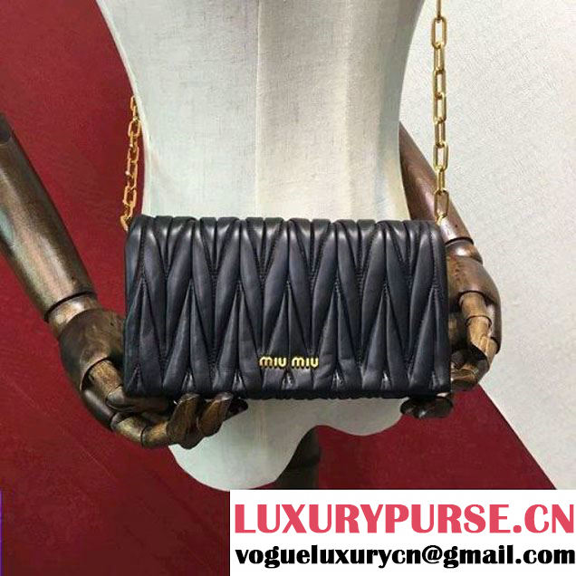 Miu Miu 5BH017 Lambskin Shoulder Bag Black (2A098-6070822 )