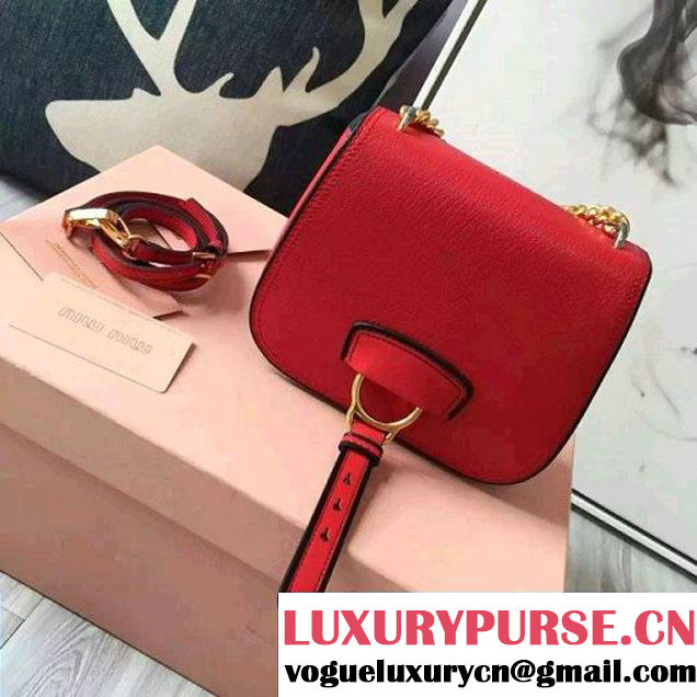 Miu Miu 5BD033 Small Calf Leather Dahlia Shoulder Bag Red 2016 (JD-6080117 )