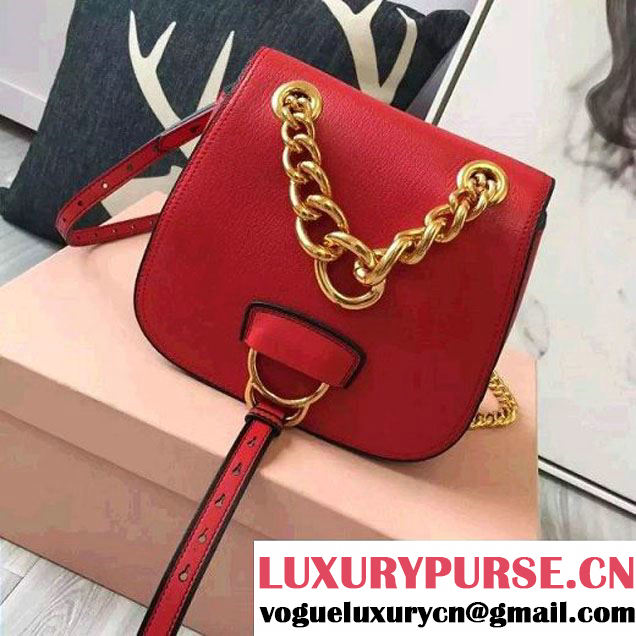 Miu Miu 5BD020 Medium Calf Leather Dahlia Shoulder Bag Red 2016 (1B033-6080123 )