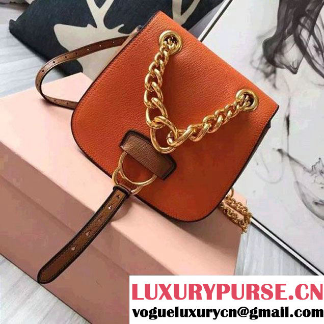 Miu Miu 5BD020 Medium Calf Leather Dahlia Shoulder Bag Orange/Brown 2016 (JD-6080126 )