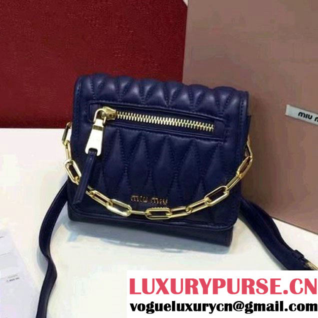 MiuMiu Chain Lambskin Chain Shoulder Bag RT0530 Blue (2A098-6092224 )