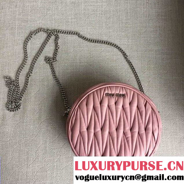 Miu Miu Matelassé Nappa Round Little Bag 5BH031 Pink 2016 (JD-6112217 )