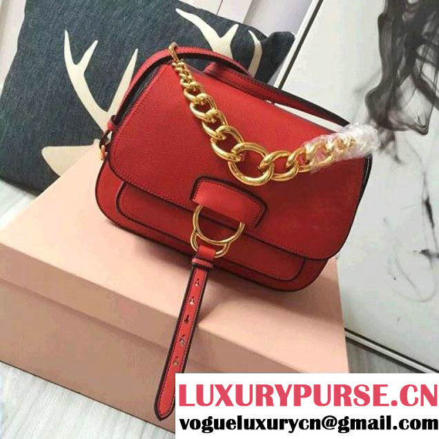 Miu Miu Medium 5BD021 Calf Leather Dahlia Shoulder Bag Red 2016 (JD-6112223 )