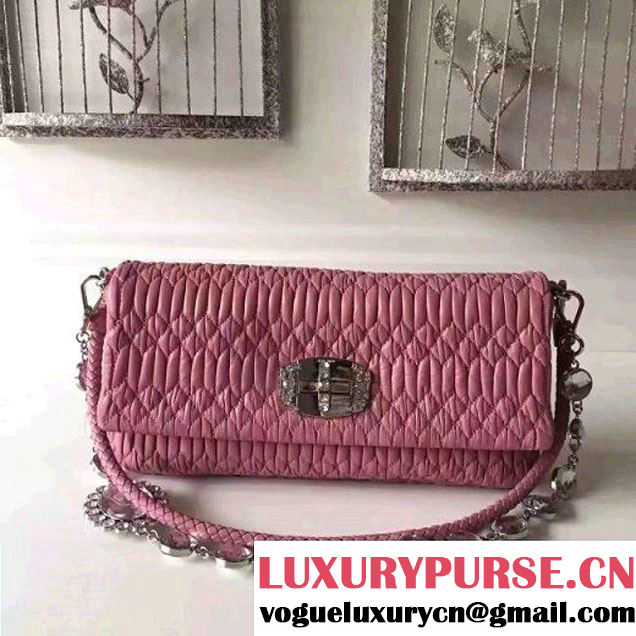 Miu Miu Crystal Nappa Leather Shouler Bag 5BD233 Pink 2017 (JD-7022214 )