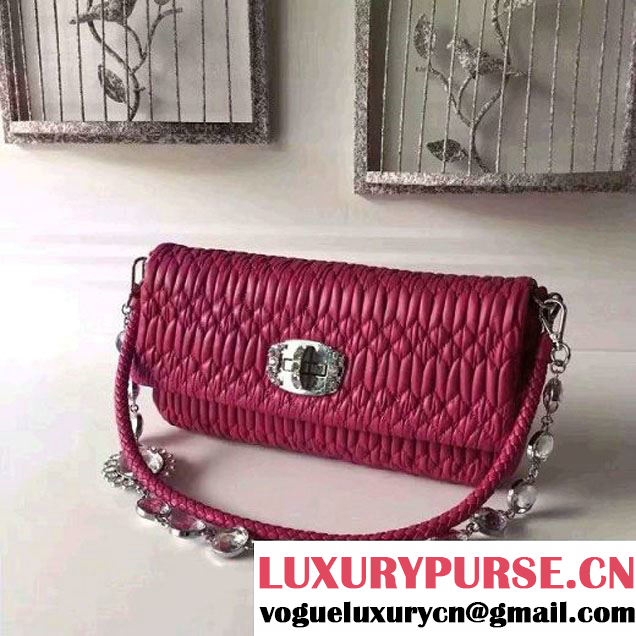 Miu Miu Crystal Nappa Leather Shouler Bag 5BD233 Rosy 2017 (JD-7022215 )