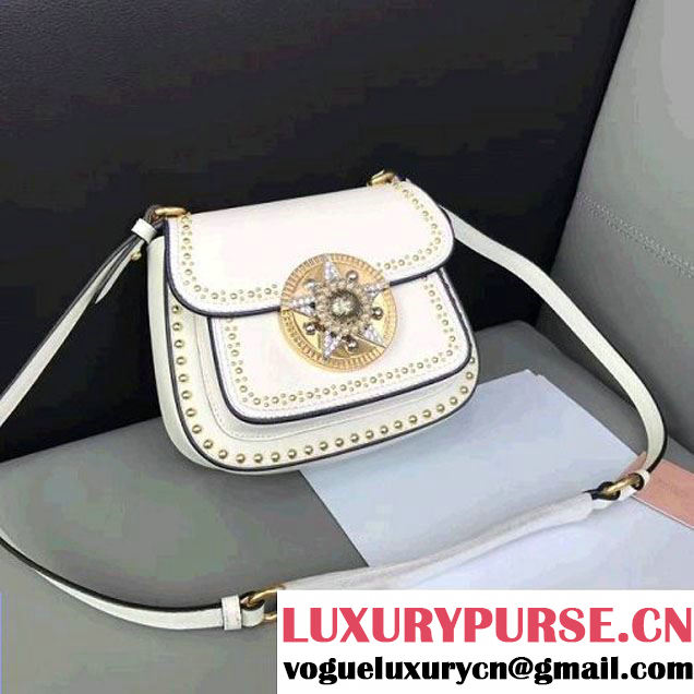 Miu Miu Studs Calfskin Star Lock Shoulder Bag 5BD030 White 2017 (JD-7042201 )