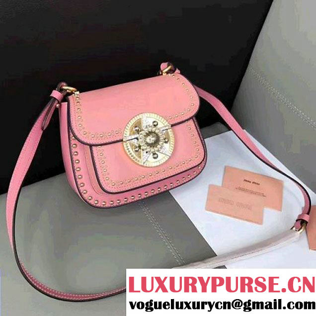 Miu Miu Studs Calfskin Star Lock Shoulder Bag 5BD030 Pink 2017 (JD-7042203 )