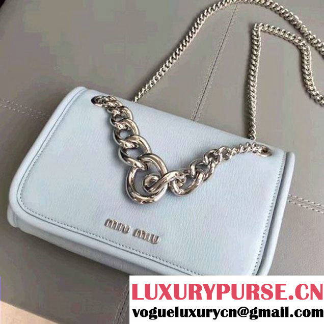 Miu Miu Madras Goat Leather Shoulder Bag 5BD029 Light Blue 2017 (JD-7062920 )