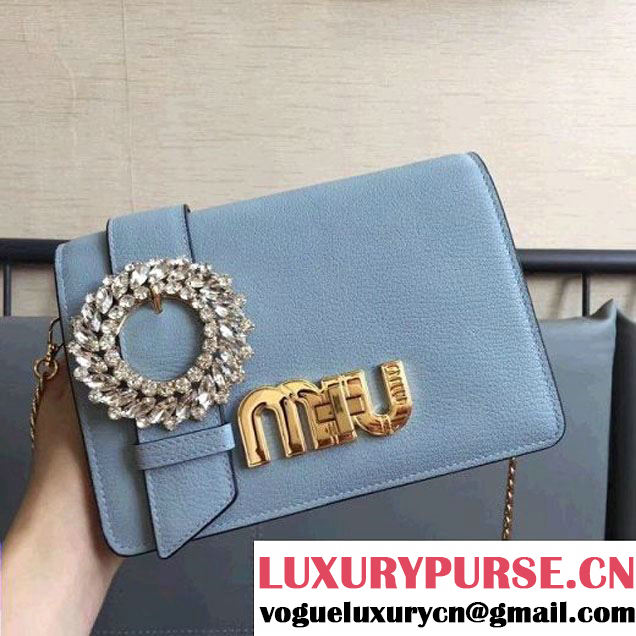 Miu Miu My Miu Shoulder Bag in Nappa Leather 5BF068 Light Blue 2017 (JD-7102105 )