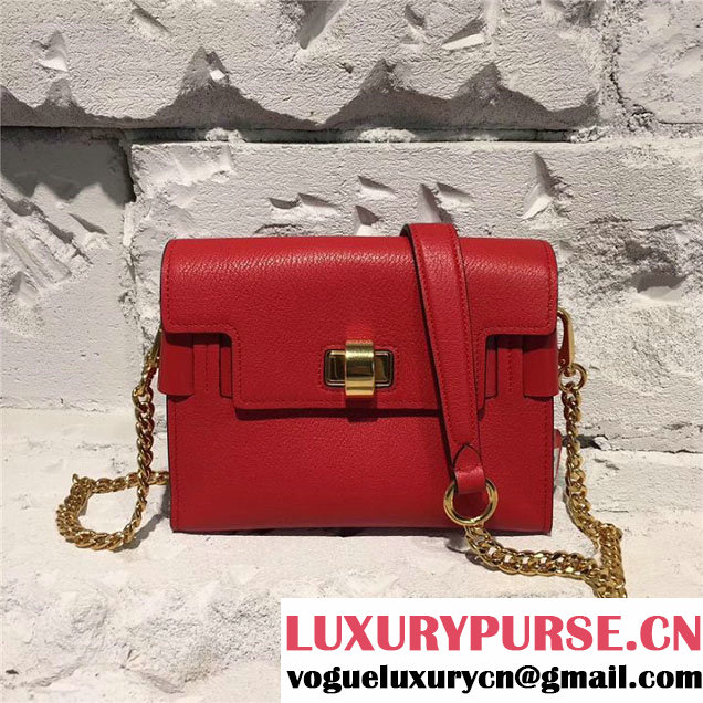 Miu Miu Madras Shoulder Snap Lock Calfskin Leather Small Satchel Bag Pre-Fall 2017 Collection Red