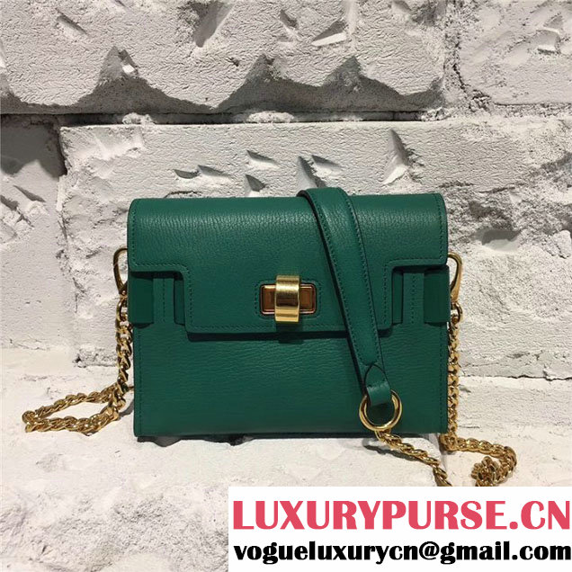 Miu Miu Madras Shoulder Snap Lock Calfskin Leather Small Satchel Bag Pre-Fall 2017 Collection Green