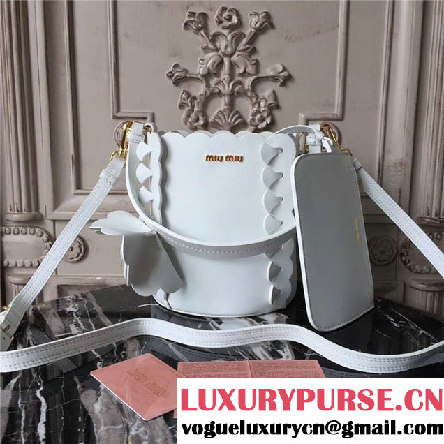 Miu Miu Leather Bucket 16cm Bag Nappa Calfskin Leather Fall Winter 2017 Collection White