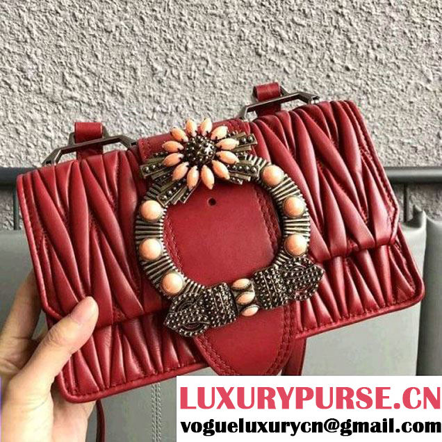 Miu Miu Matelassé Nappa Leather Shoulder Bag 5BH069 Red 2018 (JD-8022419 )