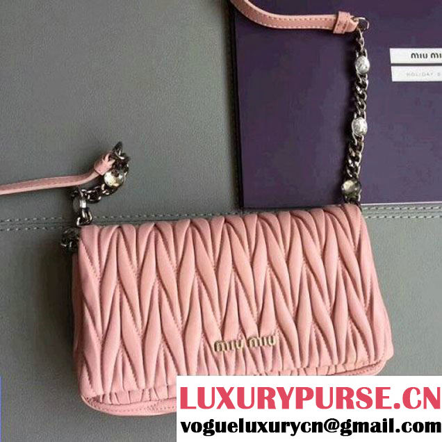 Miu Miu Matelassé Nappa Leather Shoulder Bag 5BL003 Pink (JD-8022415 )