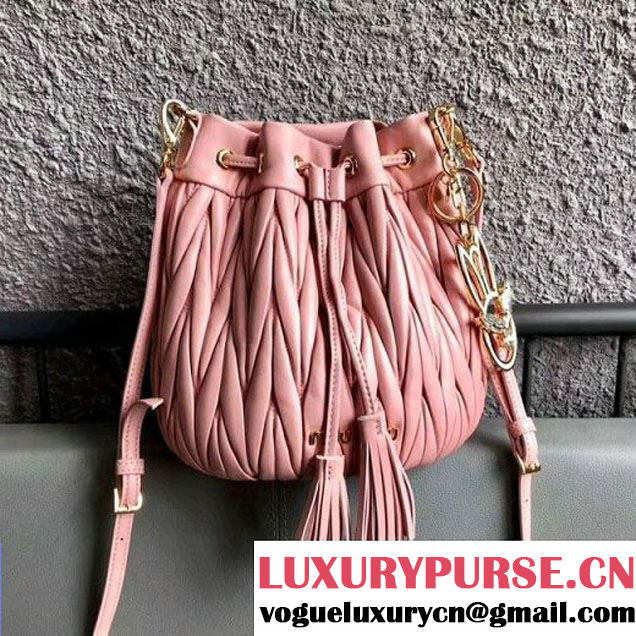 Miu Miu Matelassé Nappa Leather Bucket Bag 5BE014 Pink 2018 (JD-8022407 )