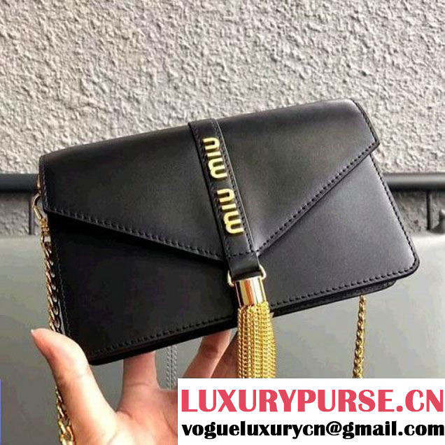 Miu Miu Calfskin Tassel Shoulder Bag 5BP004 Black 2018 (JD-8022401 )