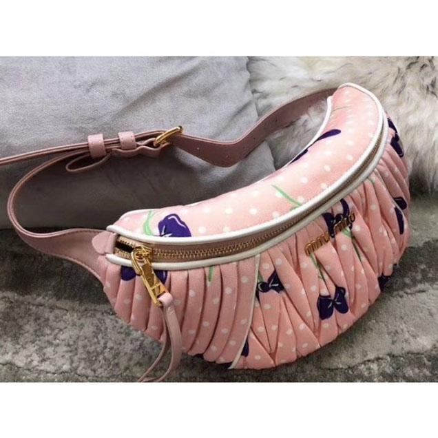 Miu Miu Matelassé Faille Belt Bag 5BL009 Light Pink 2018