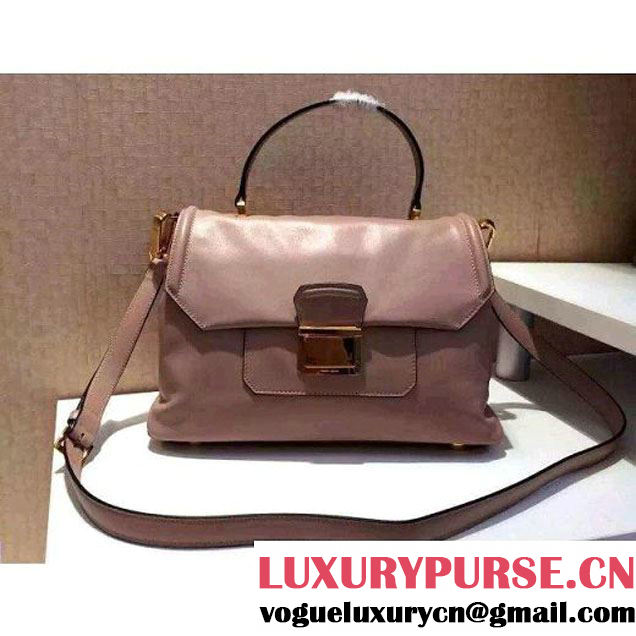 Miu Miu Small Soft Calf Leather Briefcase Top Handle Bag Beige 2015 (1b016-042403 )