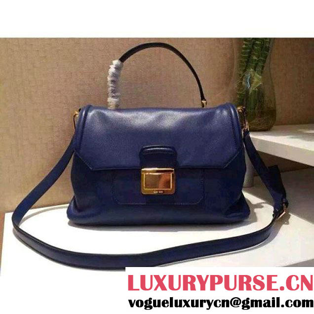 Miu Miu Small Soft Calf Leather Briefcase Top Handle Bag Blue 2015 (1b016-042402 )