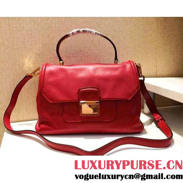 Miu Miu Small Soft Calf Leather Briefcase Top Handle Bag Red 2015 (1b016-042405 )