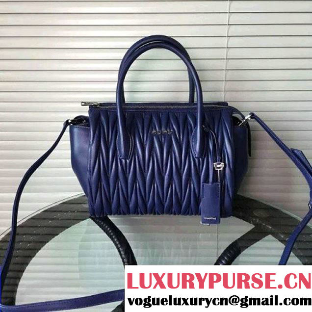 MiuMiu Nappa Leather Top Handle Bag 5BB003 Navy (2A098-6050310 )