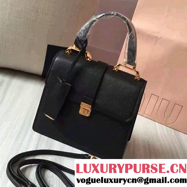 Miu Miu Madras Goat Leather Top Handle Bag 5BH018 Black 2016 (JD-6112243 )