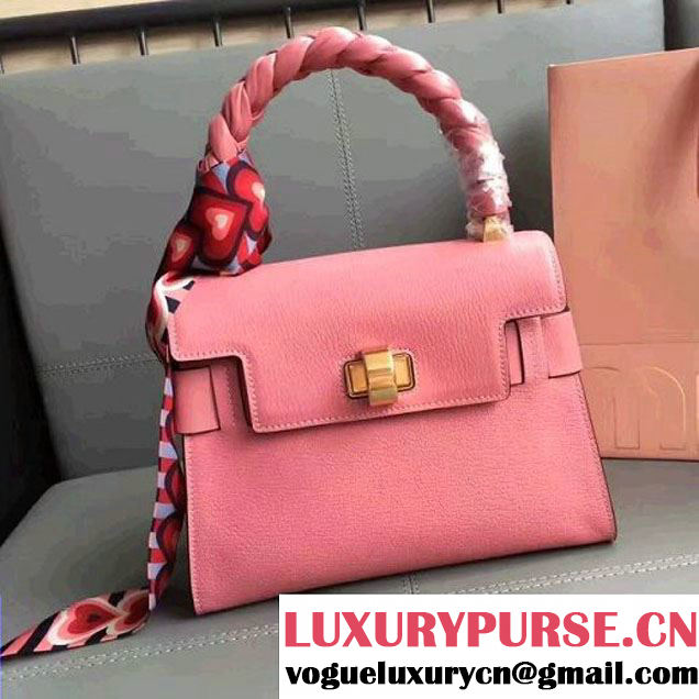 Miu Miu Madras Goat Leather Top Handle Bag With With Braid Handle 5BA046 Pink 2017 (JD-7060820 )