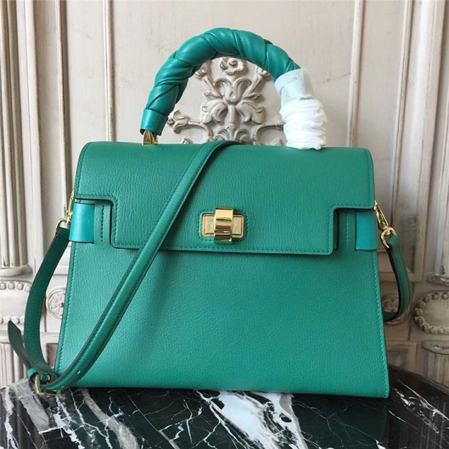 Miu Miu Madras Click Satchel 31 Bag Goatskin Leather Fall Winter 2017 Collection Seagreen