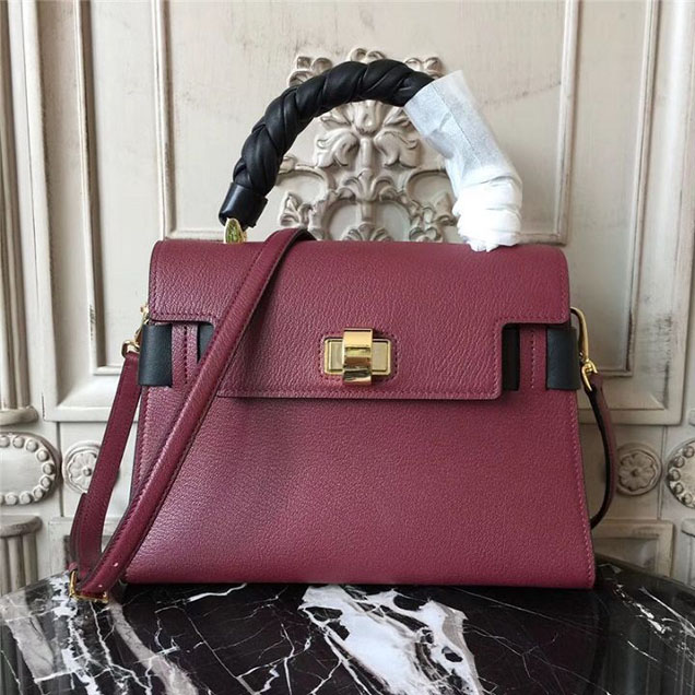 Miu Miu Madras Click Satchel 28cm Bag Goatskin Leather Fall Winter 2017 Collection Burgundy Black