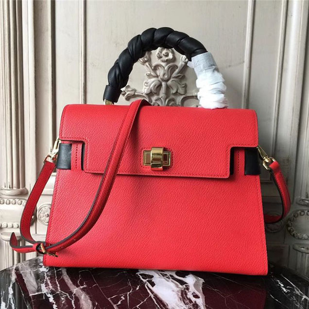 Miu Miu Madras Click Satchel 31 Bag Goatskin Leather Fall Winter 2017 Collection Red Black