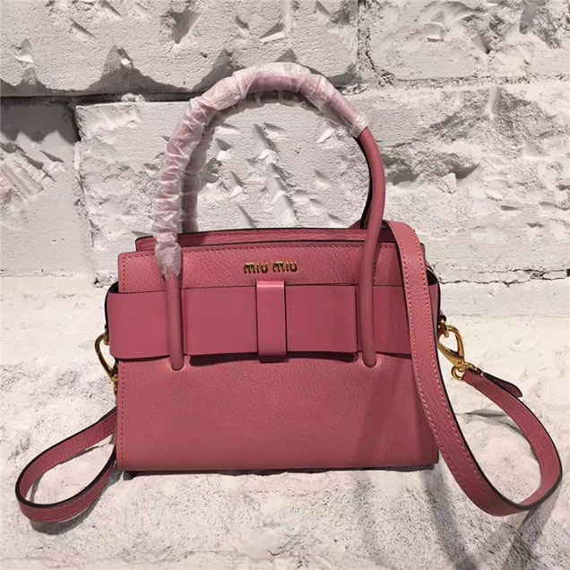 Miu Miu Madras Ficco Calfskin Leather Small Satchel Bag Pre-Fall 2017 Collection Pink