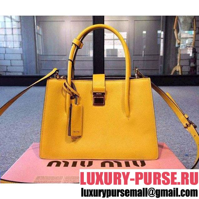 Miu Miu Yellow Goat Veins Calfskin (RN1108) Small Tote 2015 (MM-041113 )