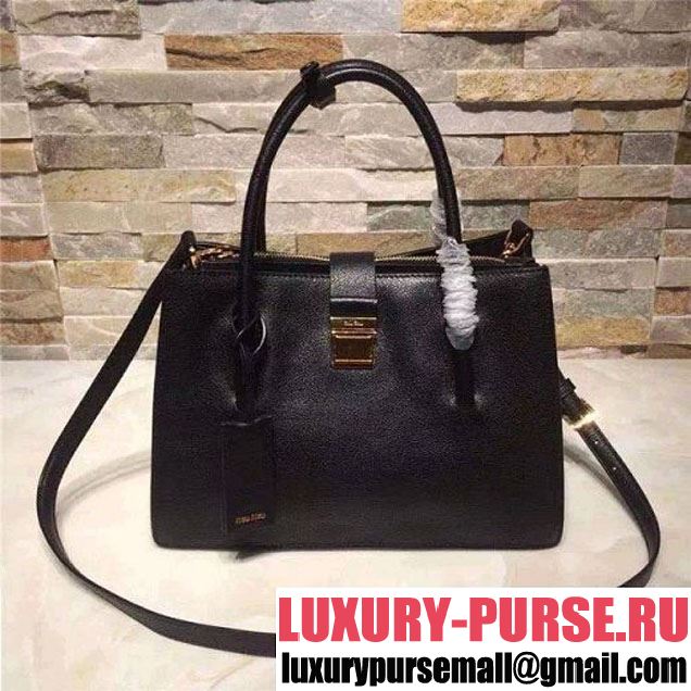 Miu Miu Black Goat Veins Calfskin (RN1108) Small Tote 2015 (AN-3281 )